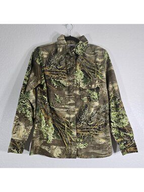 She Safari Hunting Shirt Women XS Brown Camo Button Front Collared Outdoors